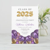 Gouden Paarse afstudeerfeest Kaart (Staand voorkant)