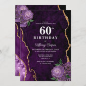 Gouden Paarse agaat 60e verjaardag Kaart (Voorkant / Achterkant)