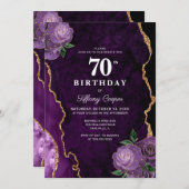 Gouden Paarse agaat 70e verjaardag Kaart (Voorkant / Achterkant)