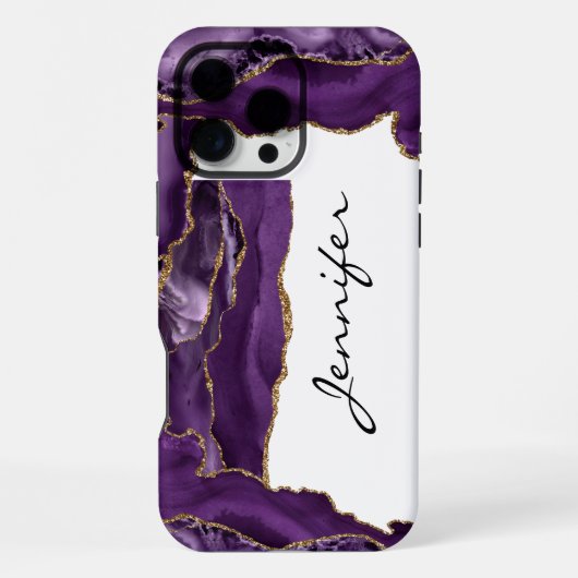 Gouden Paarse Agate Geode iPhone Hoesje (Achterkant)