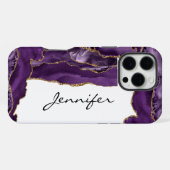 Gouden Paarse Agate Geode iPhone Hoesje (Achterkant horizontaal)