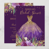 Gouden Paarse Amethist Jurk Vrijgezellenfeest Uitn Kaart (Voorkant / Achterkant)