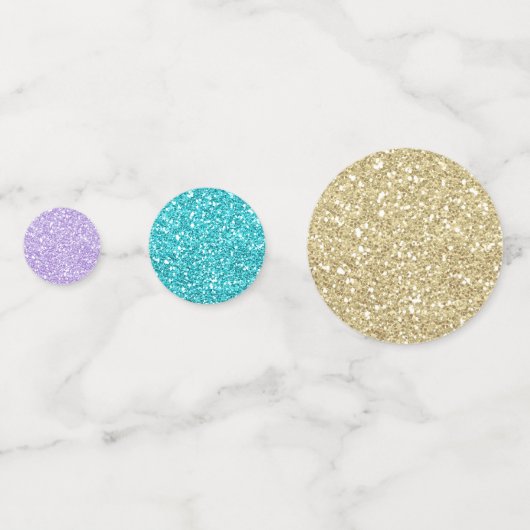 Gouden Paarse & Aqua Blue Glitter Sparkle Confetti (Voorkanten)