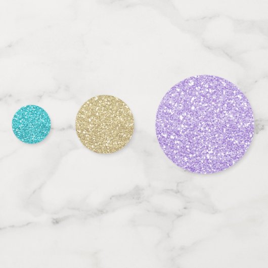 Gouden Paarse & Aqua Blue Glitter Sparkle Confetti (Achterkanten)