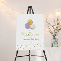 Gouden & Paarse Ballonnen | Meisje 1e Verjaardag W