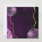 Gouden Paarse Bloemen Roos Agaat bruiloft uitnodig (Achterkant)