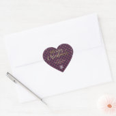 Gouden Paarse Buffel Plaid Sneeuwvlok Kerstmis Hart Sticker (Envelop)