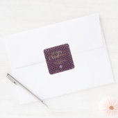 Gouden Paarse Buffel Plaid Sneeuwvlok Kerstmis Vierkante Sticker (Envelop)