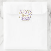Gouden Paarse Confetti Afstuderen 2025 Vierkante Sticker (Tas)