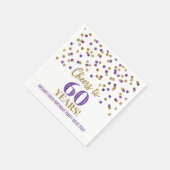 Gouden Paarse Confetti juicht tot 60 jaar Servet (Hoek)
