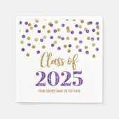 Gouden Paarse Confetti klasse van 2025 servetten (Voorkant)