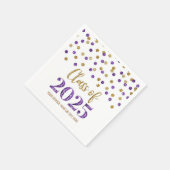 Gouden Paarse Confetti klasse van 2025 servetten (Hoek)