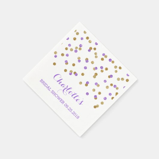 Gouden Paarse Confetti Vrijgezellenfeest Servetten (Hoek)