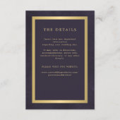 Gouden paarse elegante bruiloft gast informatie informatiekaartje (Voorkant)