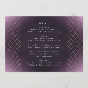 Gouden Paarse Elegantie Diamanten Geometrische Art Menu