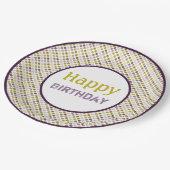 Gouden Paarse en Plum Polka-Dot Papieren Bordje (Gekanteld)