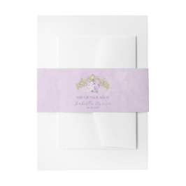 Gouden Paarse Floral Quinceañera Uitnodigingen Wikkel