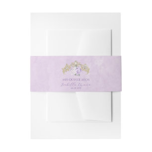 Gouden Paarse Floral Quinceañera Uitnodigingen Wikkel