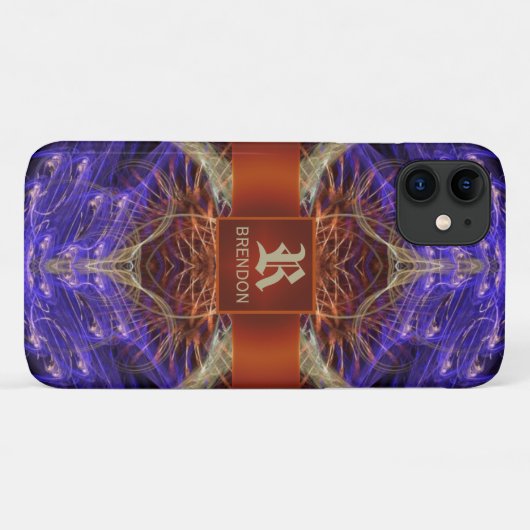 Gouden Paarse fractale zandloper Case-Mate iPhone Case (Achterkant (horizontaal))