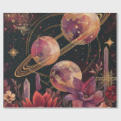 Gouden Paarse Geringde Planeet Hemeltuin Cadeaupapier (Vlak)