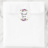 Gouden Paarse Glitter Bloemige Bedankt Sticker (Tas)