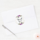 Gouden Paarse Glitter Bloemige Bedankt Sticker (Envelop)