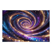 Gouden & Paarse Kosmische Werveling Abstracte Vort Perfect Poster (Voorkant)