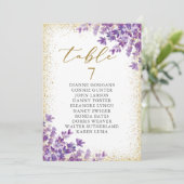 Gouden Paarse Lavendel Tafelnummer Zitkaart (Staand voorkant)