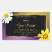Gouden Paarse Metalen Zwarte Productlabels Toevoeg Rechthoekige Sticker (Voorkant)