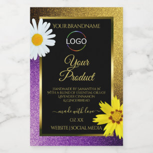 Gouden Paarse Metalen Zwarte Productlabels Toevoeg Voedselcontainer Etiket