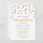 Gouden Paarse repetitie Dinner Party Uitnodiging (Achterkant)