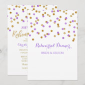 Gouden Paarse repetitie Dinner Party Uitnodiging (Voorkant / Achterkant)