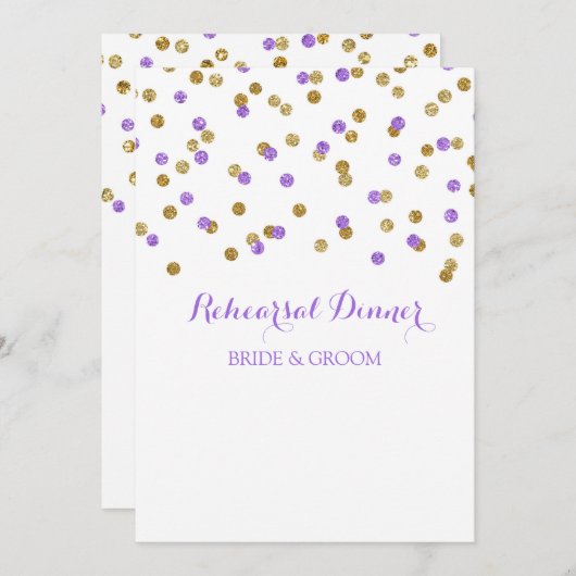 Gouden Paarse repetitie Dinner Party Uitnodiging (Voorkant / Achterkant)