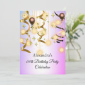 Gouden Paarse roze lichten van zaterdag Uitnodigin Save The Date (Staand voorkant)