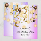 Gouden Paarse roze lichten van zaterdag Uitnodigin Save The Date (Voorkant / Achterkant)