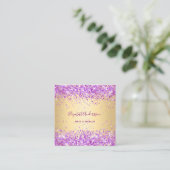 Gouden paarse roze profielfoto qr code vierkante visitekaartje (Staand voorkant)