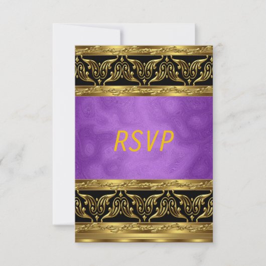 Gouden Paarse verjaardagsuitnodiging RSVP (Voorkant)