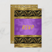 Gouden Paarse verjaardagsuitnodiging RSVP (Voorkant / Achterkant)