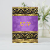 Gouden Paarse verjaardagsuitnodiging RSVP (Staand voorkant)