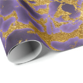 Gouden Paarse Violette Marmeren Vloeistof Metallic Cadeaupapier (Rol Hoek)