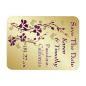 Gouden, Paarse vlinder bloemen sparen de datum mag Magneet (Horizontaal)