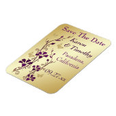 Gouden, Paarse vlinder bloemen sparen de datum mag Magneet (Linkerzijde)