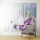 Gouden Paarse Vlinder Foto Achtergrond Tapestries Wandkleed (In Situ (horizontaal))