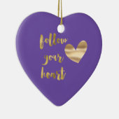Gouden Paarse volg je hart Keramisch Ornament (Rechts)