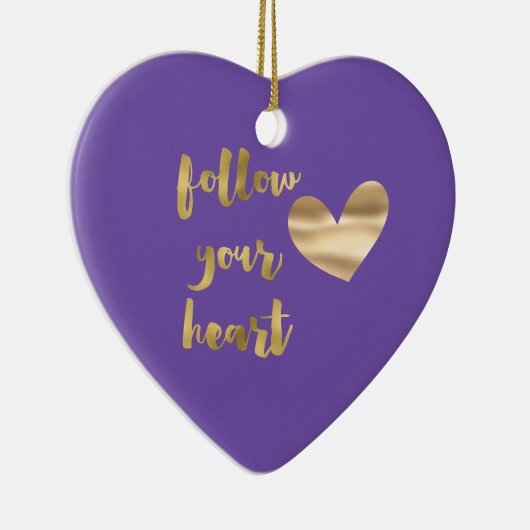 Gouden Paarse volg je hart Keramisch Ornament (Rechts)