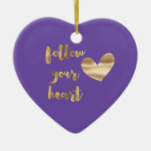 Gouden Paarse volg je hart Keramisch Ornament (Voorkant)