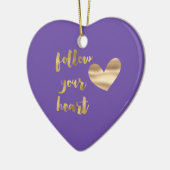 Gouden Paarse volg je hart Keramisch Ornament (Links)
