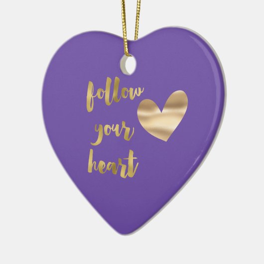 Gouden Paarse volg je hart Keramisch Ornament (Links)