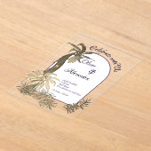 Gouden & Paarse Waterverf regenwoud bruiloft Acryl Uitnodigingen (Laagn)