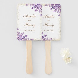 Gouden Paarse Waterverf Violet Lavendel Bruiloft Handwaaier